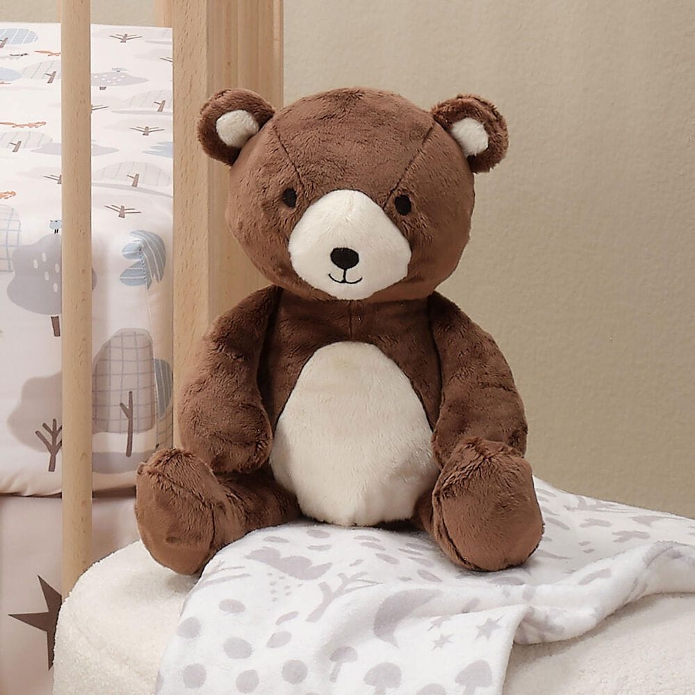 Lambs and Ivy Sleepytime Bear Plush Stuffed Animal Toy - Buster in Brown and White, , large