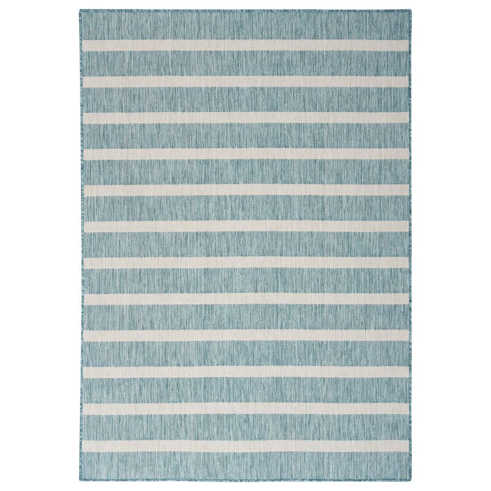 Nourison Positano POS03 Aqua and Ivory 4&#39; x 6&#39; Indoor/Outdoor Area Rug, , large