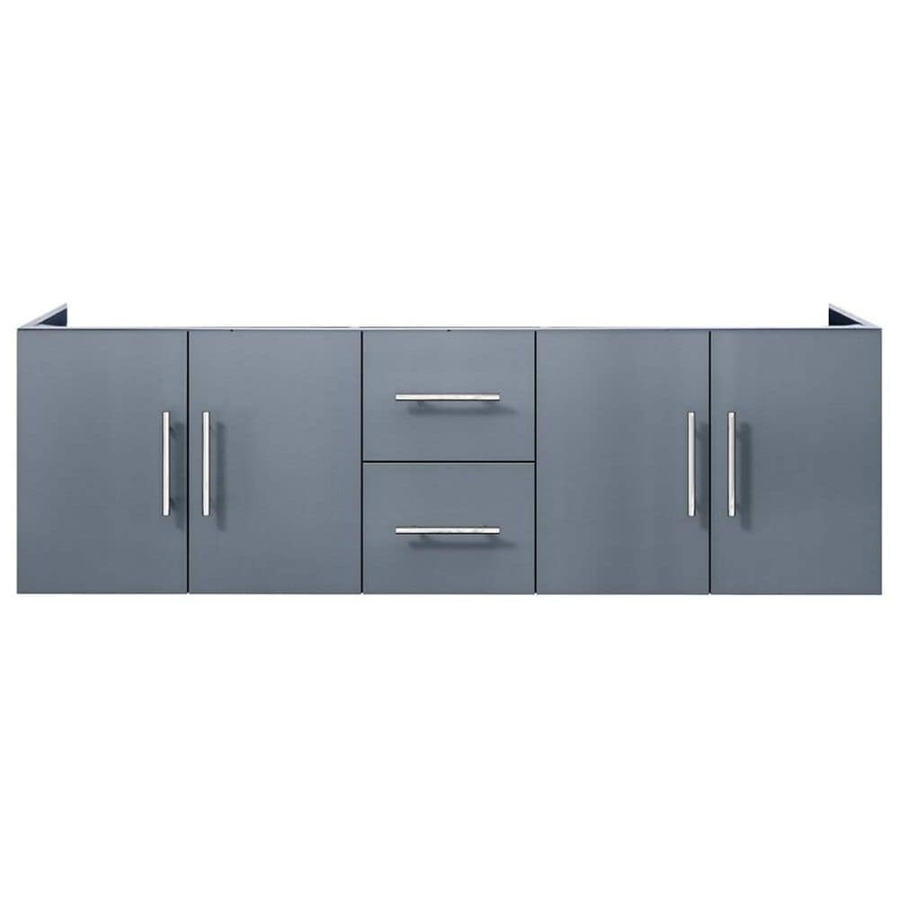 Lexora Home Geneva 60&quot; Double Bathroom Vanity in Dark Grey with 2 cm White Carrara Marble Top and Rectangular Sinks, , large