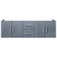 Lexora Home Geneva 60" Double Bathroom Vanity in Dark Grey with 2 cm White Carrara Marble Top and Rectangular Sinks, , large