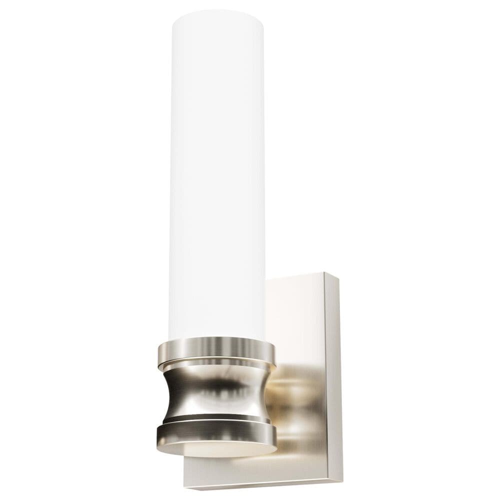 Hunter Lenlock 1-Light Wall Sconce with Cased White Shade in Brushed Nickel, , large
