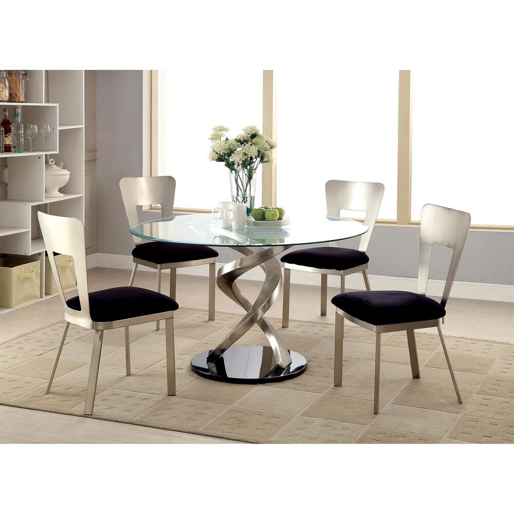 Furniture of America Russell Dining Chair in Silver &#40;Set of 2&#41;, , large
