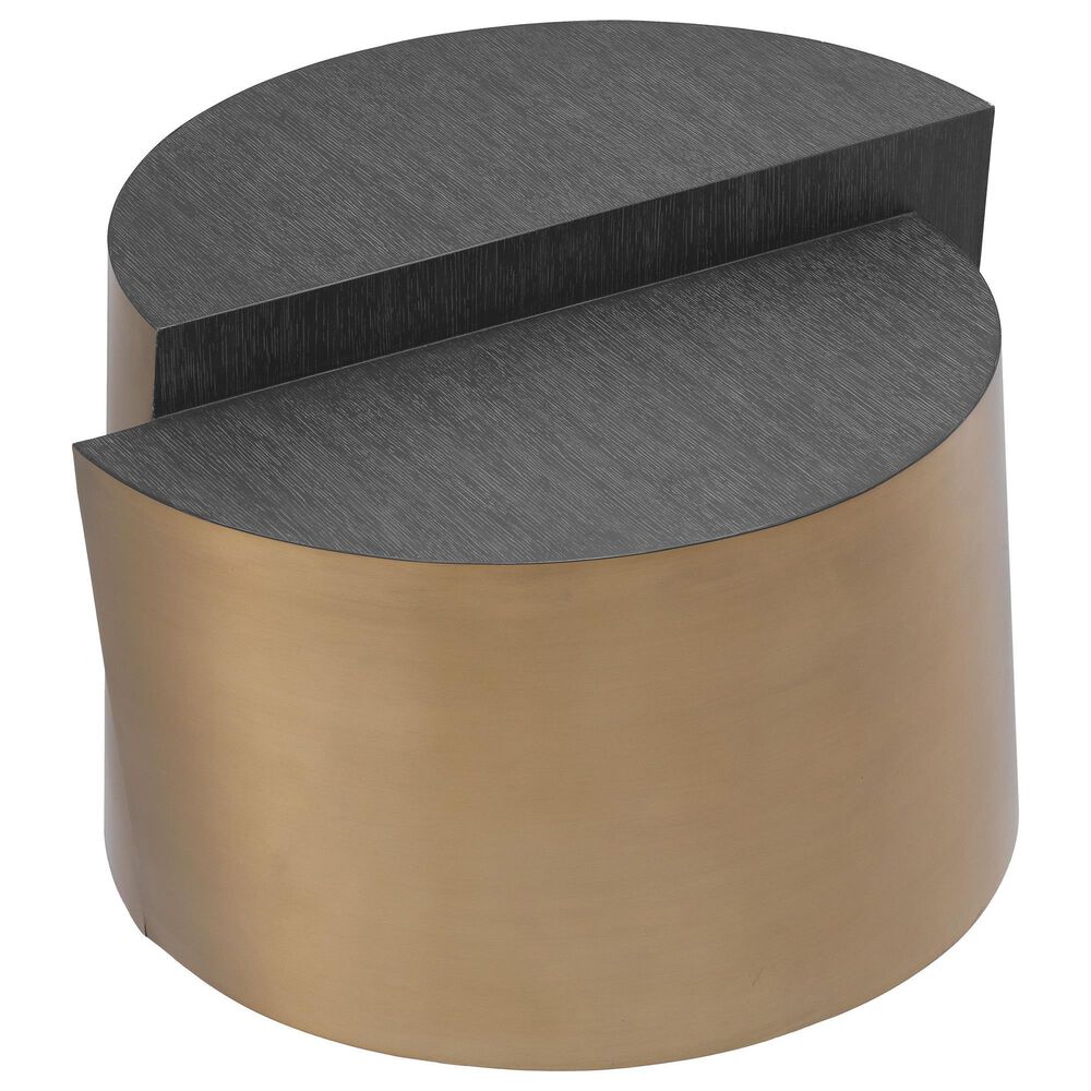 Eichholtz Riviera Side Table in Brushed Brass and Charcoal Grey, , large