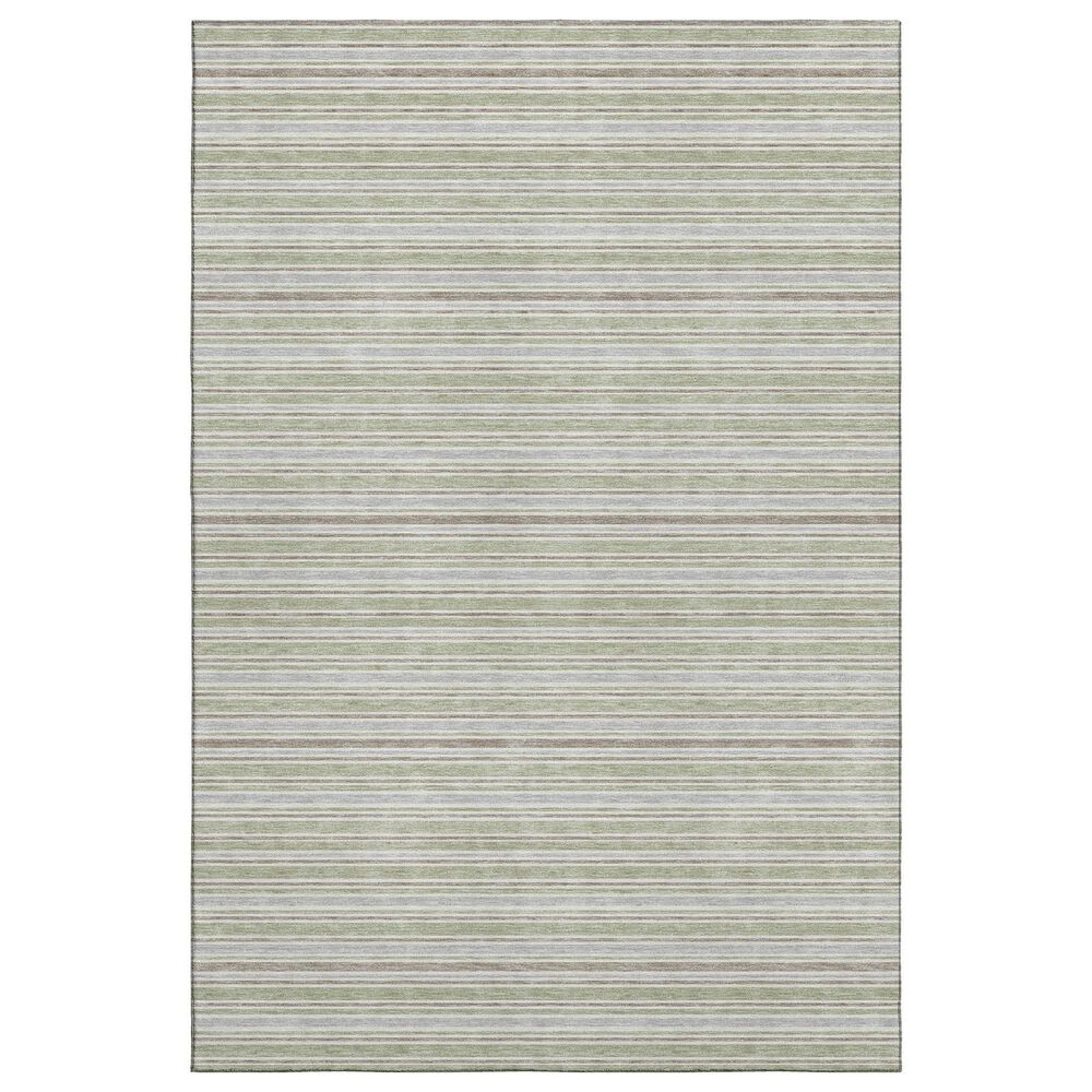 Dalyn Rug Company Soft Essentials Striped Celery 8" x 10" Indoor/Outdoor Area Rug, , large
