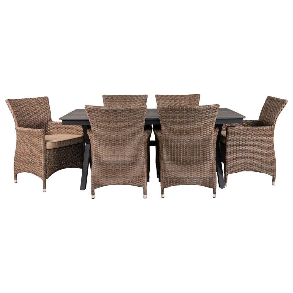 Global Note Collections 7 Piece Bella Patio Dining Set in Beige, , large