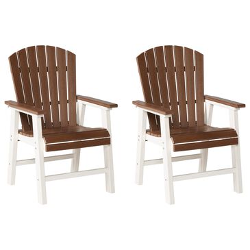Ashley Genesis Bay Patio Arm Chair in Brown and White (Set of 2), , large