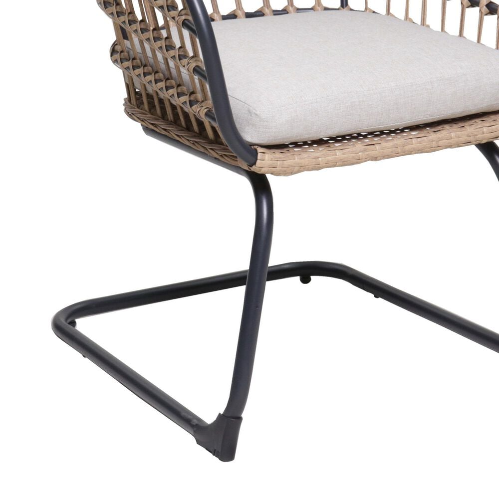 Hearth and Haven Outdoor Wicker Dining Chair with Curved Wraparound Frame in Beige (Set of 2), , large