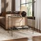 Furniture of America Lalia End Table with Tempered Glass Top and Open Storage Shelf in Matte Gold, , large