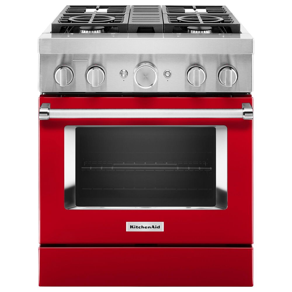 KitchenAid 30" Professional Smart Dual Fuel Range in Passion Red, , large