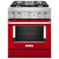 KitchenAid 30" Professional Smart Dual Fuel Range in Passion Red, , large