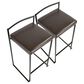 Lumisource Fuji Stackable Counter Stool with Brown Faux Leather Cushion in Black (Set of 2), , large