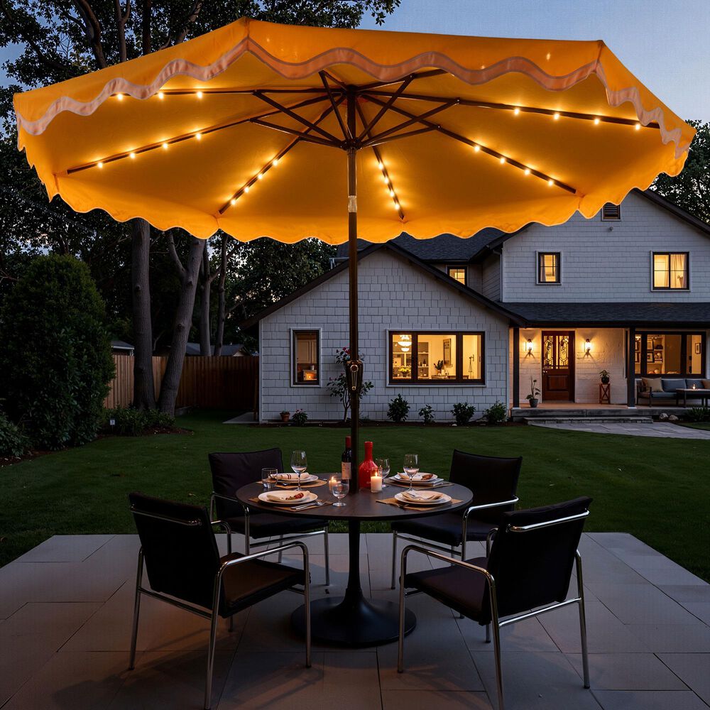 HOMLUX 10' Patio Umbrella with Lights in Yellow, , large