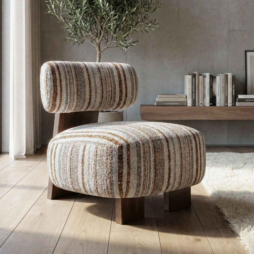 Furniture of America Carson Accent Chair in Malted Linen Stripe, , large