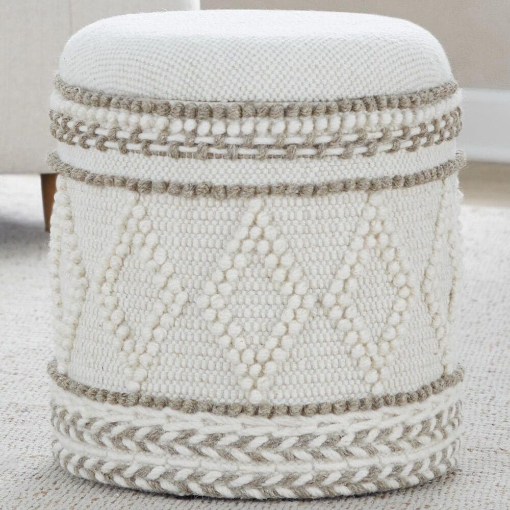 LumiSource Tahoe 18" Pom Pom Storage Ottoman in Beige, , large
