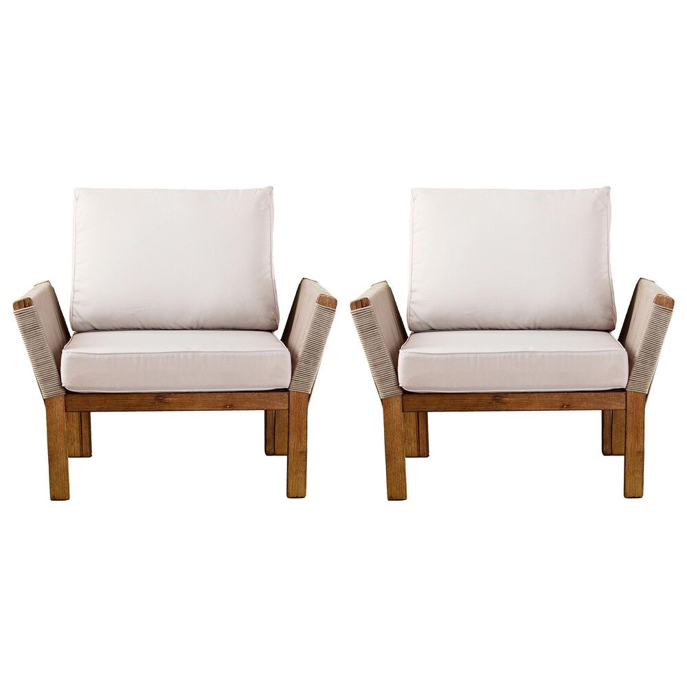 Southern Enterprises Brendina Arm Chair in Oiled Acacia and Natural &#40;Set of 2&#41;, , large
