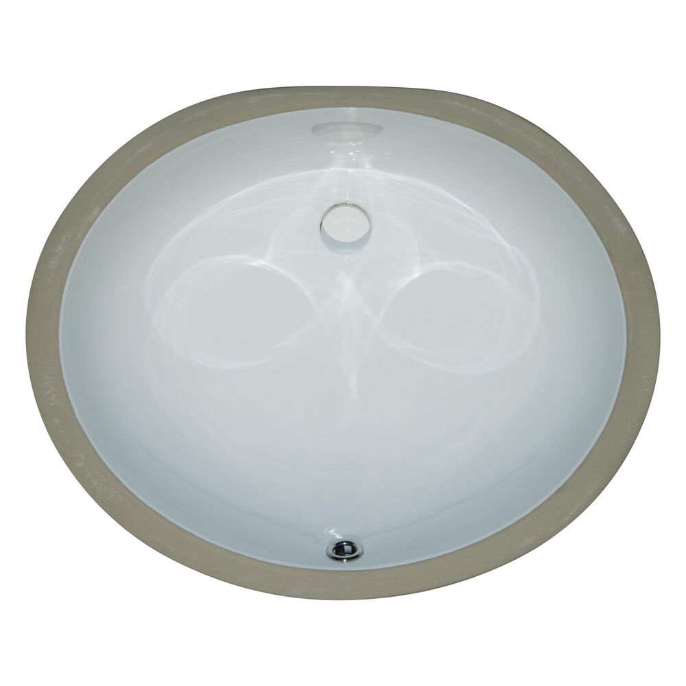 MSI 19.5" x 14.75" Oval Porcelain Ceramic Undermount Bathroom Vanity Sink in White, , large