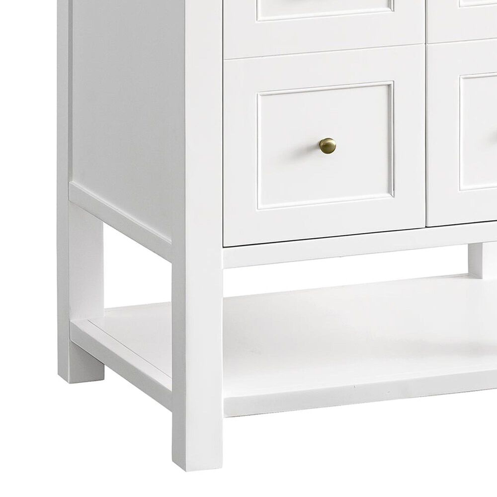 James Martin Vanities Breckenridge 30&quot; Single Bathroom Vanity in Bright White with Single Hole 3 cm White Zeus Quartz Top and Rectangular Sink, , large