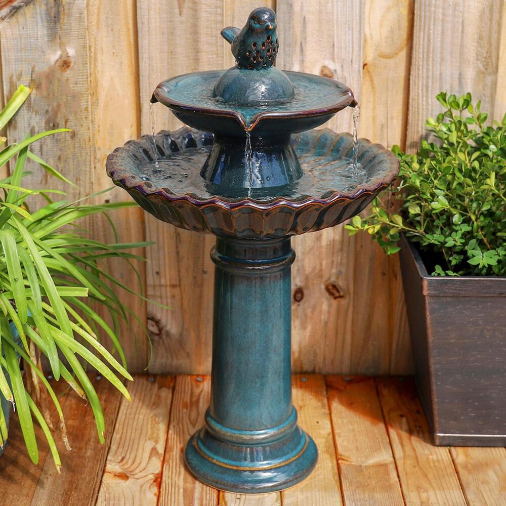 Kenroy Vogal Bird Bath in Teal, , large