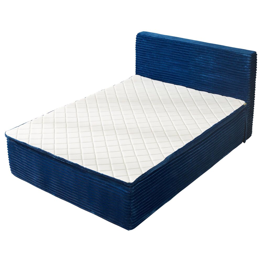 HOMLUX Plush Full Mattress with Blue Headboard, , large