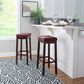 Linon Home Decor Claridge Bar Stool with Red Cushion in Rich Brown, , large
