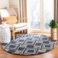 Safavieh Micro-Loop MLP154N 5" Round Navy and Ivory Area Rug, , large