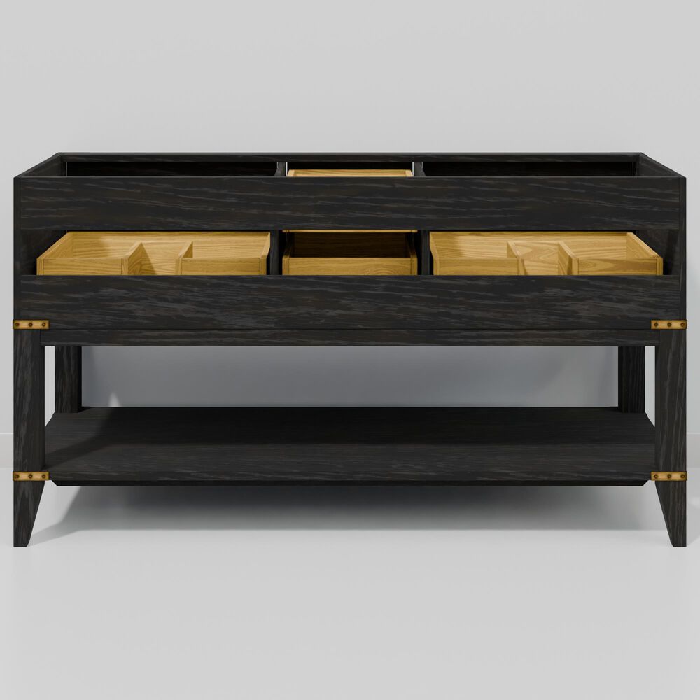 Lexora Home Norwalk 60&quot; Double Bathroom Vanity in Black Oak with White Carrara Marble Top and Rectangular Sinks, , large