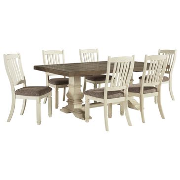Signature Design by Ashley Bolanburg 7-Piece Rectangular Dining Set in Antique White and Weathered Oak, , large