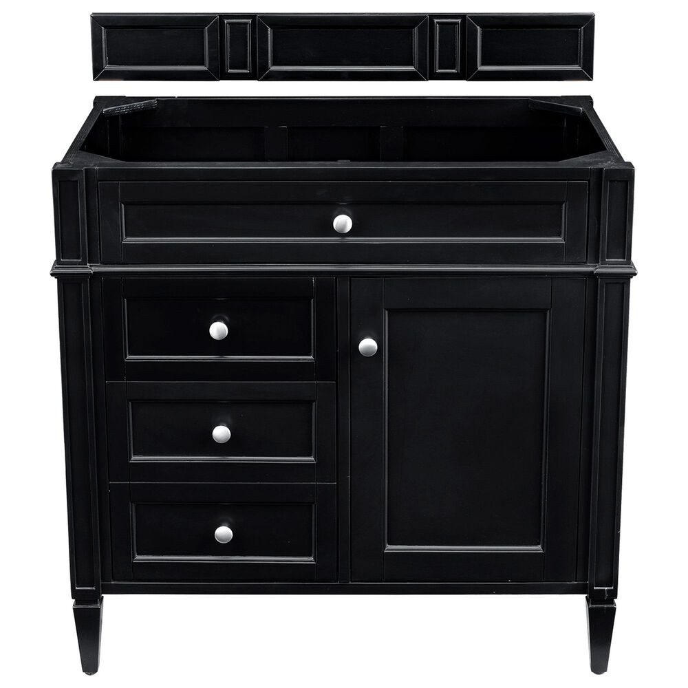 James Martin Vanities Brittany 36&quot; Single Bathroom Vanity in Black Onyx with 3 cm Eternal Jasmine Pearl Quartz Top and Rectangle Sink, , large