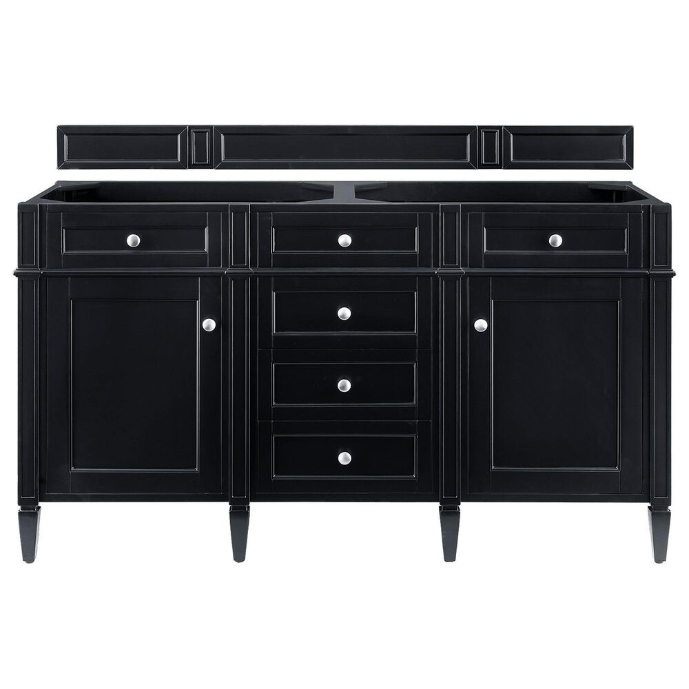 James Martin Vanities Brittany 60&quot; Double Bathroom Vanity in Black Onyx with 3 cm Arctic Fall Solid Surface Top, , large