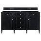 James Martin Vanities Brittany 60" Double Bathroom Vanity in Black Onyx with 3 cm Arctic Fall Solid Surface Top, , large