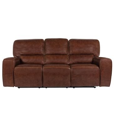 Italiano Furniture Leather Power Recliner Sofa with Power Headrest in Brown, , large