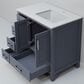 Lexora Home Jacques 36" Right Offset Single Bathroom Vanity in Dark Grey with 2 cm White Quartz Top and Rectangular Sink, , large
