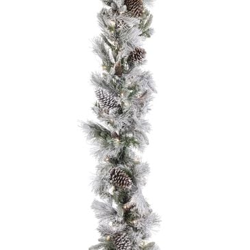 The Gerson Company 9" Pre-Lit Artificial Garland with White LED Lights in Green, , large