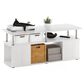 HOMLUX 47.2" Utility Design TV Stand with Open Storage Bookshelf in White Oak and Stainless Steel, , large