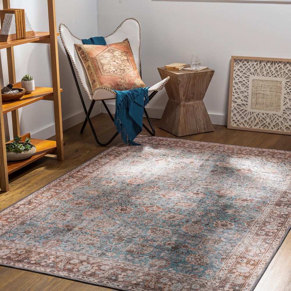 Surya Colin 6&#39;7&quot; x 9&#39; Light Blue, Tan, Orange, Brown and Cream Area Rug, , large
