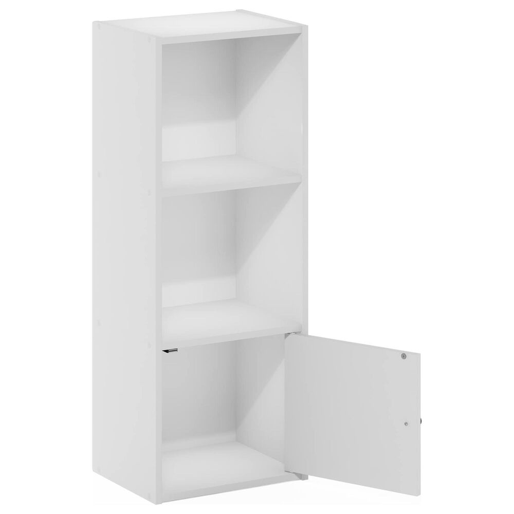HOMLUX 3-Tier Shelf Bookcase with Door Storage Cabinet in White, , large