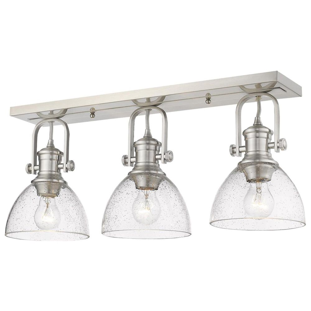 Golden Lighting Hines 3-Light Semi-Flush in Pewter with Seeded Glass, , large