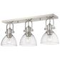 Golden Lighting Hines 3-Light Semi-Flush in Pewter with Seeded Glass, , large