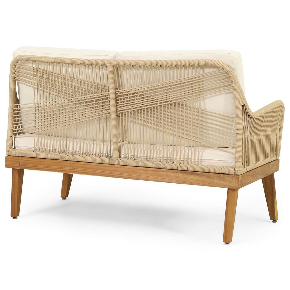 Hearth and Haven 4-Piece Outdoor Chat Set with Teak Coffee Table in Beige, , large