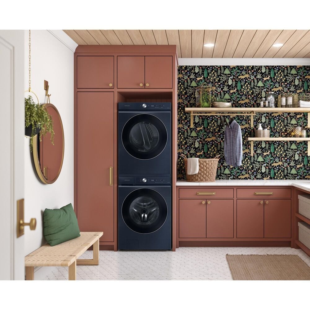 Samsung Bespoke 5.3 Cu. Ft. Front Load Washer and 7.6 Cu. Ft. Electric Dryer Laundry Pair in Brushed Navy, , large