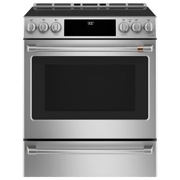 Cafe 30" Slide-In Front Control Induction and Convection Range with Warming Drawer, , large