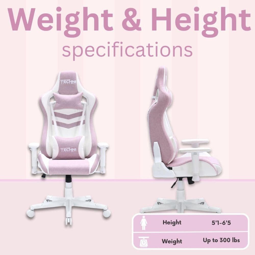 Rta Products Llc Pastel Gaming Chair in Pink and White, , large