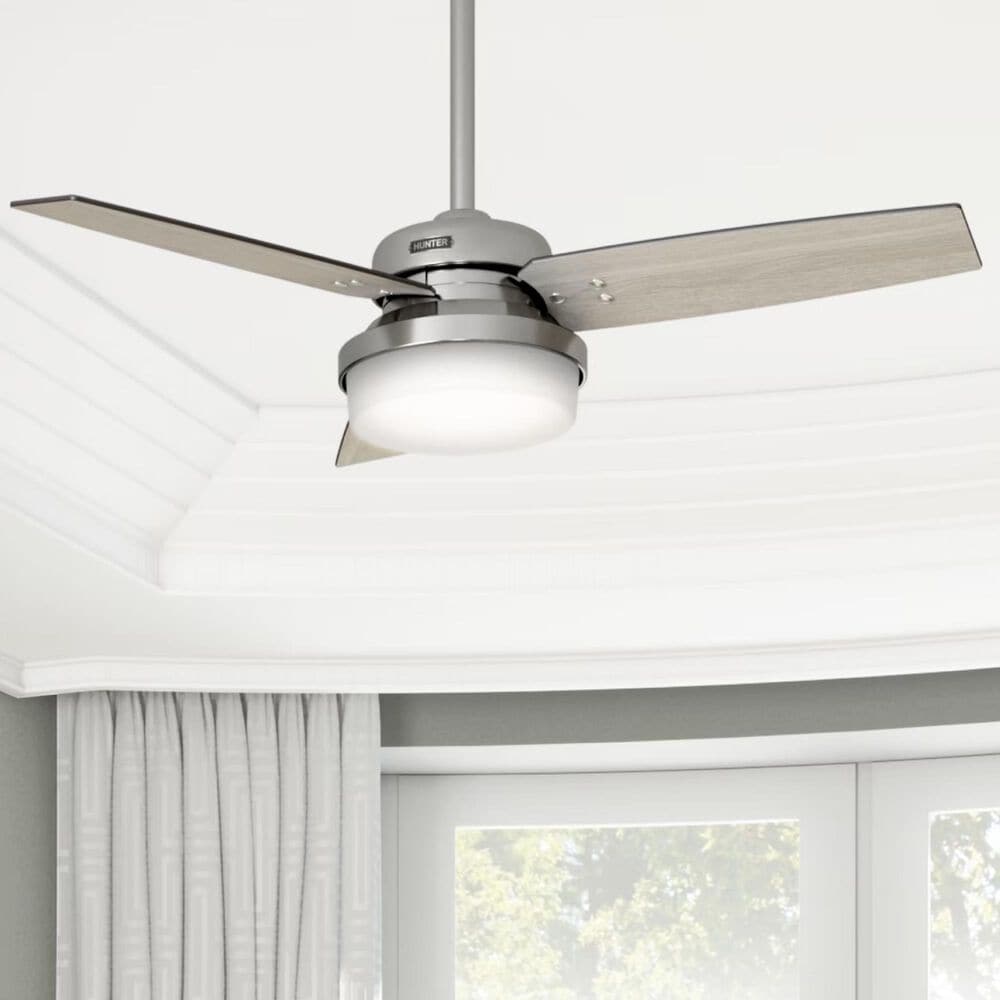 Hunter Sentinel 44&quot; Ceiling Fan with LED Lights in Brushed Nickel, , large