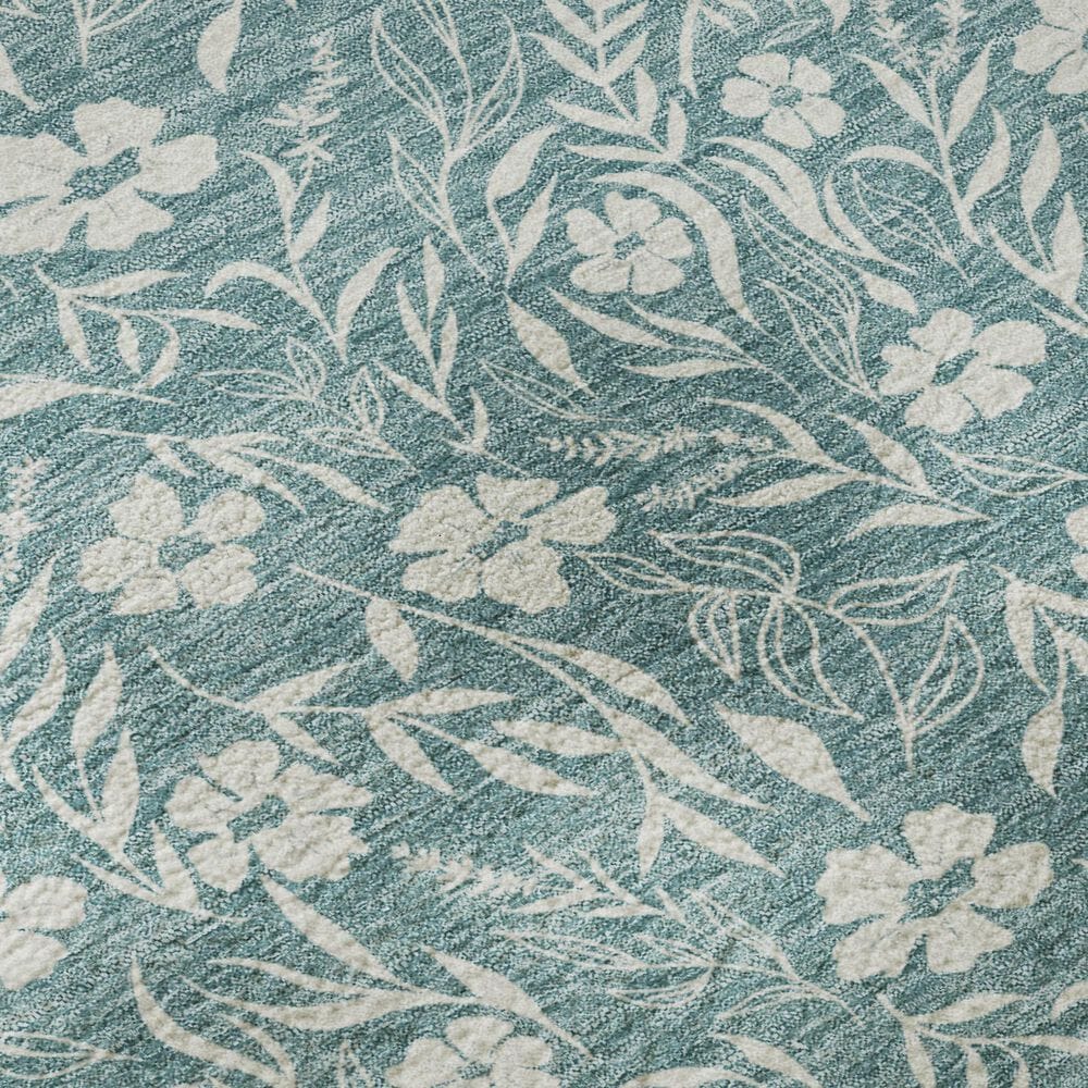 Dalyn Rug Company Soft Essentials Floral Teal 2'3" x 7'6" Indoor/Outdoor Runner, , large