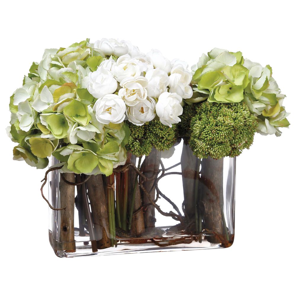 Allstate Floral and Craft Inc 12" Hydrangea/Ranu/Willow Plant in Green, , large