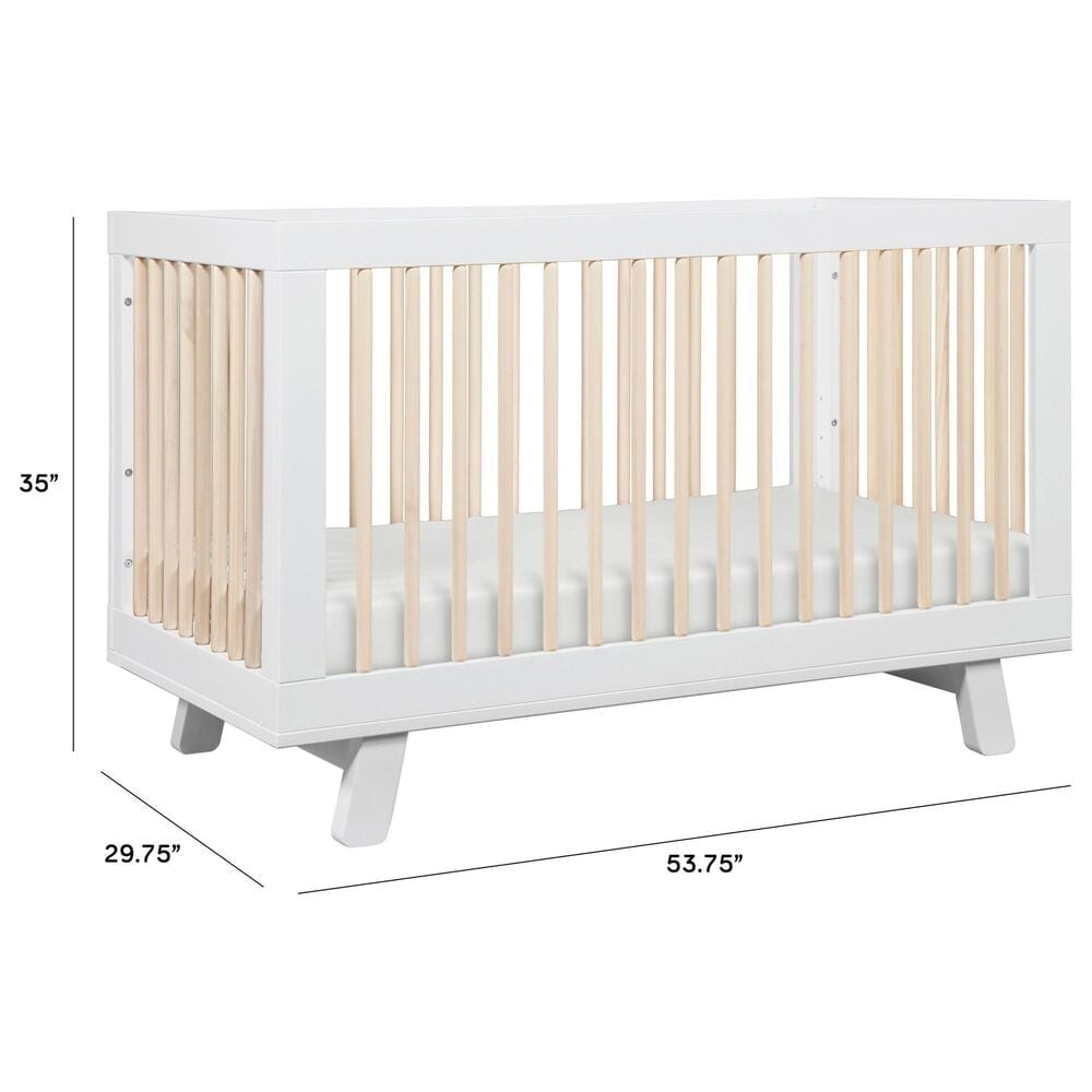 Babyletto Hudson 3-In-1 Convertible Crib and Toddler Conversion Kit in White and Washed Natural, , large