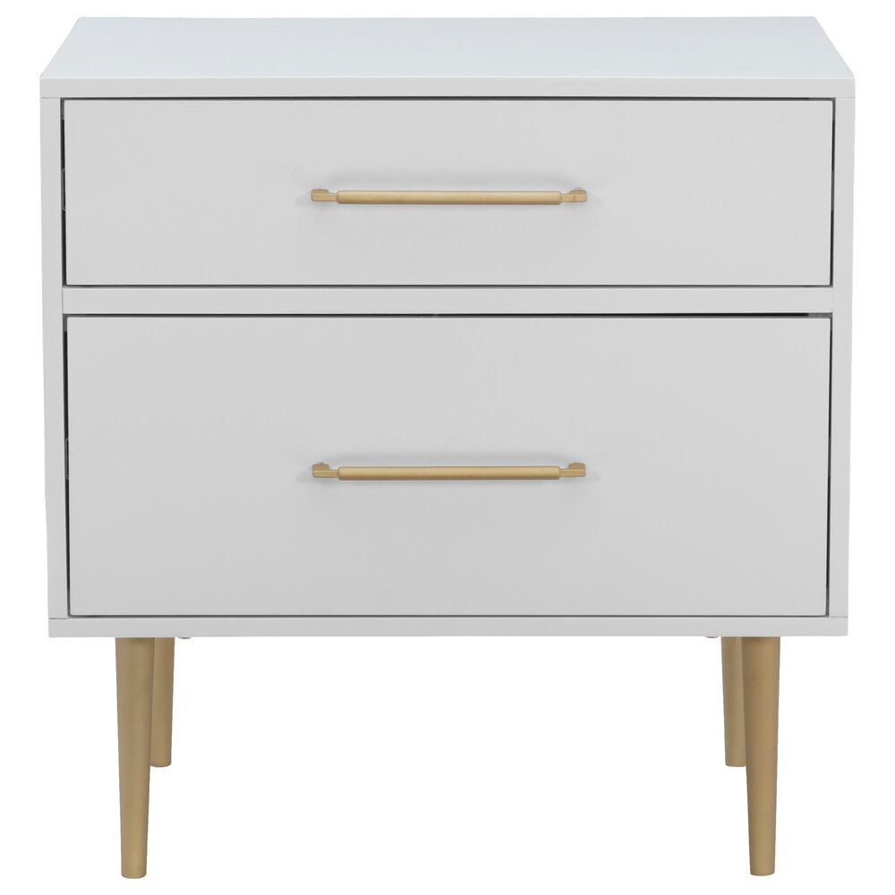 Linon Home Decor Gloria 2-Drawer Nightstand in White and Gold, , large