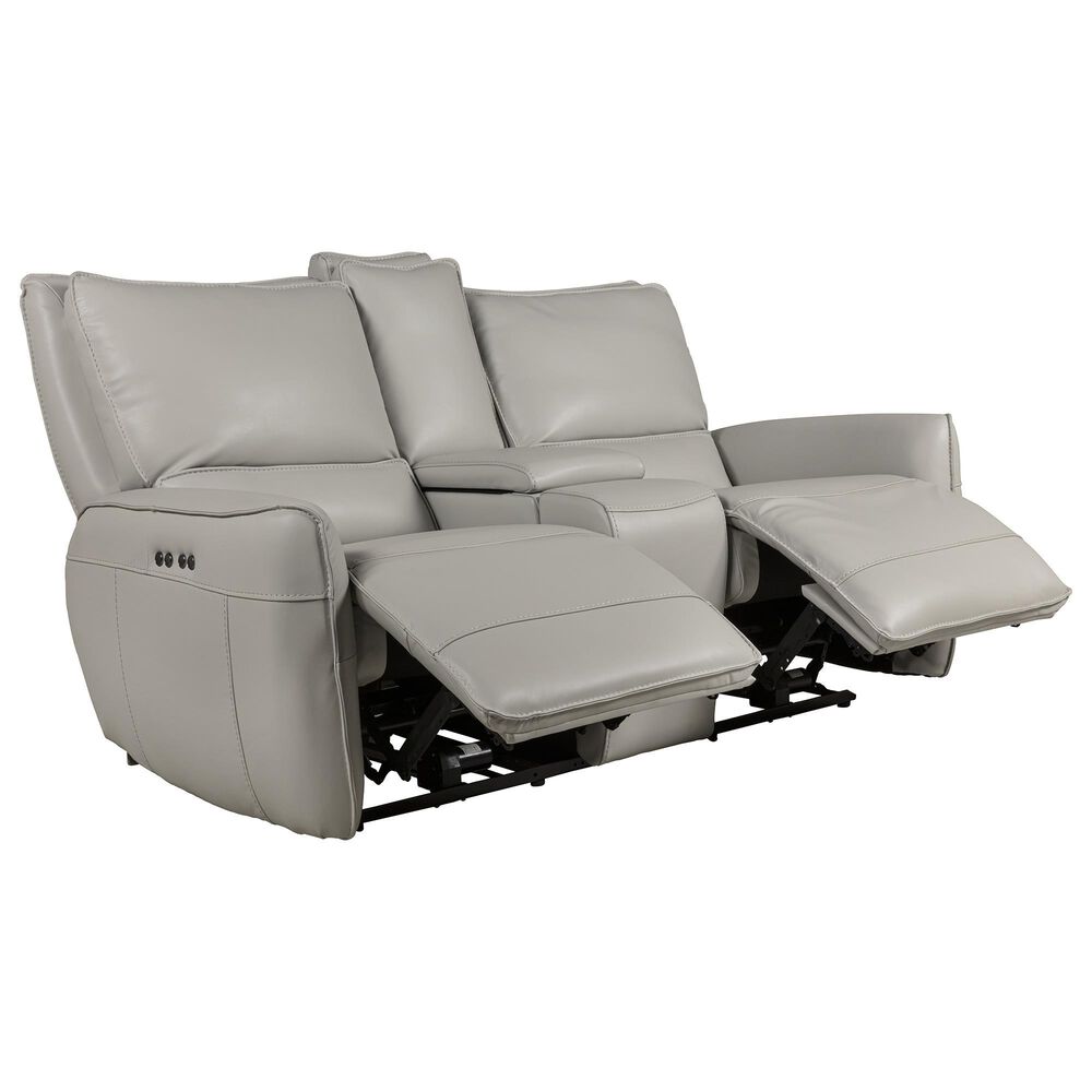 Manwah Home Power Reclining Console Loveseat with Power Headrest in Cosmo Fog, , large