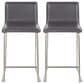 Lumisource Mara Counter Stool with Grey Cushion in Stainless Steel (Set of 2), , large