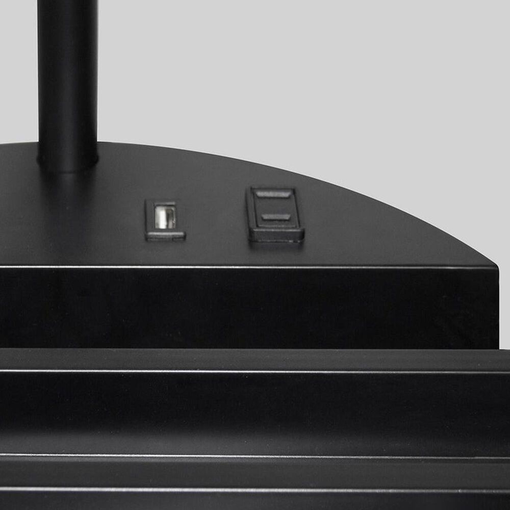 Adesso Charging Station Shelf Floor Lamp with Outlets + USB in Black, , large